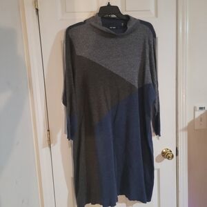 NIC+ZOE Gray and Blue Long Sleeve Dress